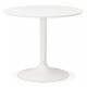 WHITE rounded table with wooden top and metal structure BURO 90