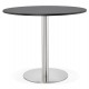 BLACK round table with wooden top and brushed steel legs GODET