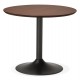 Design round table in WALNUT color wood with black metal legs PATON 90