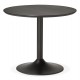 Design round table in BLACK color wood with black metal legs PATON 90