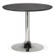 BLACK round table with wooden top and chromed metal leg BLETA 90