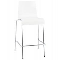 White and stackable wooden stool with metal frame (small version)