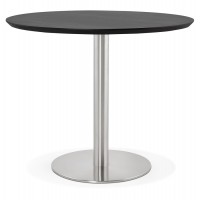 BLACK dining table with round MDF top and brushed steel leg JAMIE
