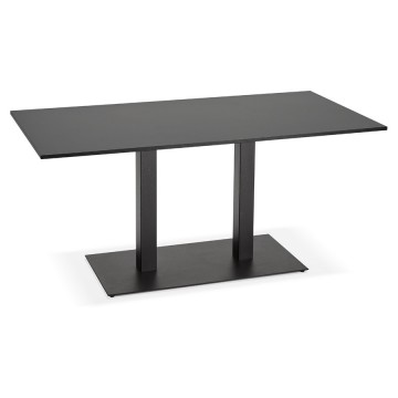 BLACK table with rectangular wooden top and metal base VAXA