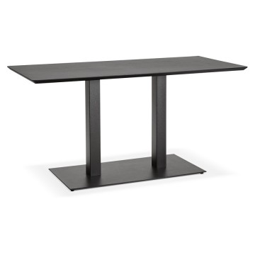 Dining room table or desk in BLACK color with beveled edge and central metal leg JAKADI