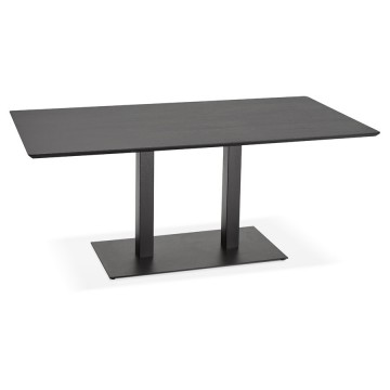 Dining room table or desk in BLACK color (BIG SIZE) with beveled edge and central metal leg JAKADI