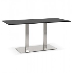 Rectangular BLACK dining table with sturdy metal leg SUTTON