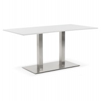 Table de salle à manger rectangulaire BLANCHE avec pied en métal robuste SUTTON