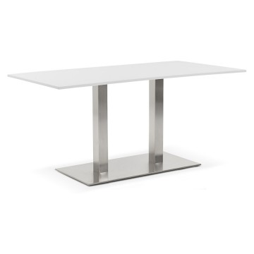 Rectangular WHITE dining table with sturdy metal leg SUTTON