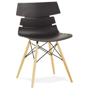 Scandinavian BLACK chair with beech legs STRATA