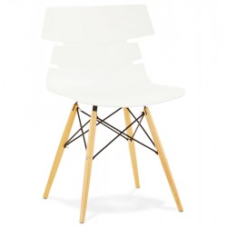 Scandinavian WHITE chair with beech legs STRATA