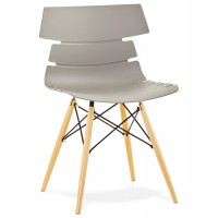 Magnifique chaise grise au design scandinave avec pieds en hêtre