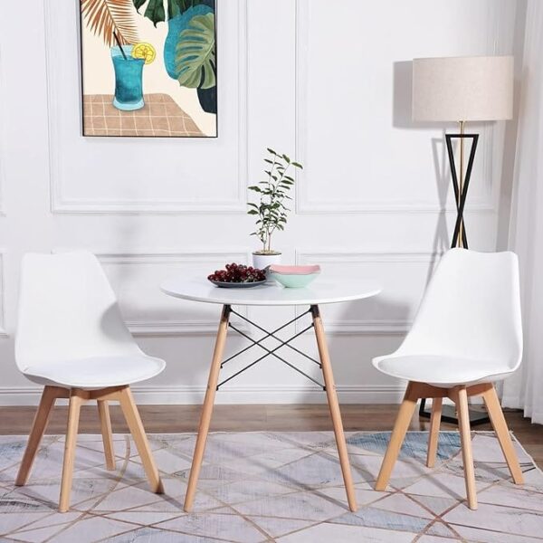Coffee time Lot de 4 Chaises Scandinaves Rembourrées EGGREE Lot de 4 Chaises Scandinaves Blanches Rembourrées EGGREE