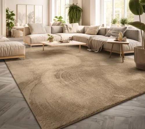 Tapis Monochrome Moderne Beige Foncé : Élégance et Confort 160x220 cm