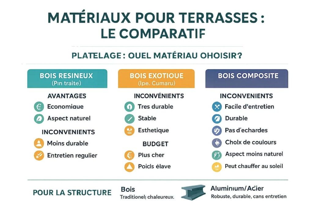 Comparatif des matériaux pour terrasses Comparatif des matériaux pour terrasses