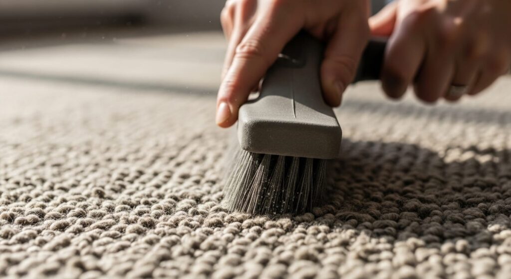 Brossage d'un tapis en laine Brossage d'un tapis en laine