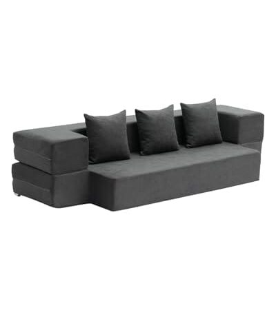 Canapé-lit pliant 3 en 1 gris foncé Canapé-lit pliant 3 en 1 gris foncé