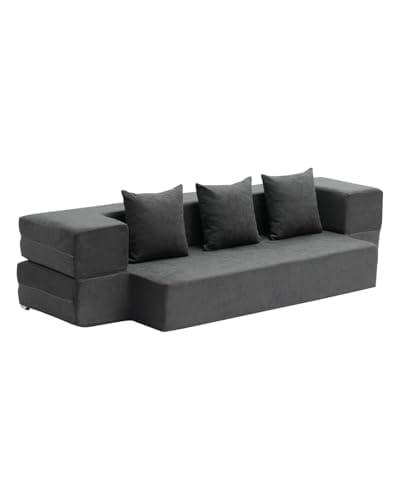 Canapé-lit pliant 3 en 1 gris foncé