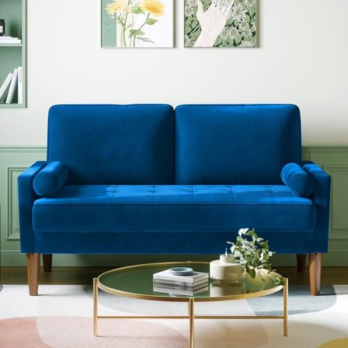 Canapé 2 Places Velours Bleu Moderne Canapé 2 Places Velours Bleu Moderne