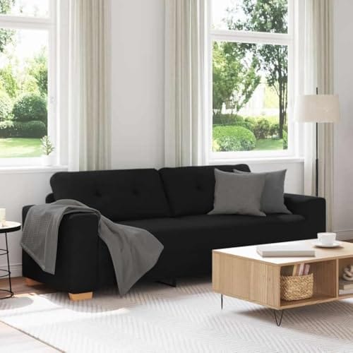 Canapé 3 places Noir en Tissu 180 cm