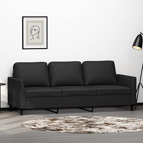 Canapé 3 Places Noir Similicuir 180 cm