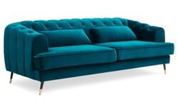 Canapé Boudoir 3 Places Velours Bleu Canard Canapé Boudoir 3 Places Velours Bleu Canard