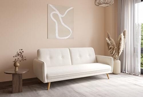 Canapé clic clac bouclette blanc design Canapé clic clac bouclette blanc design