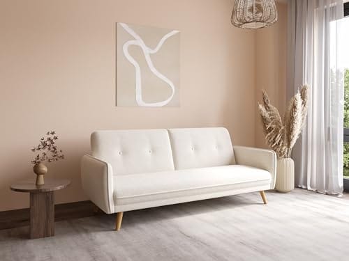 Canapé clic clac bouclette blanc design Canapé clic clac bouclette blanc design
