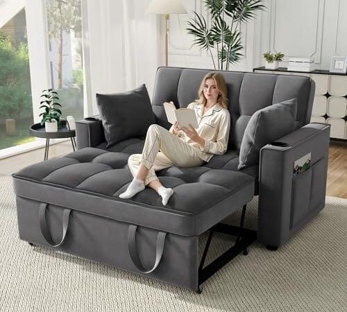 Canapé Convertible 2 Places Gris Multifonctionnel Canapé Convertible 2 Places Gris Multifonctionnel