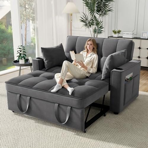 Canapé Convertible 2 Places Gris Multifonctionnel Canapé Convertible 2 Places Gris Multifonctionnel