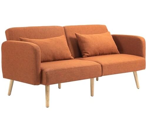 Canapé Convertible 3 Places en Tissu Marron Canapé Convertible 3 Places en Tissu Marron