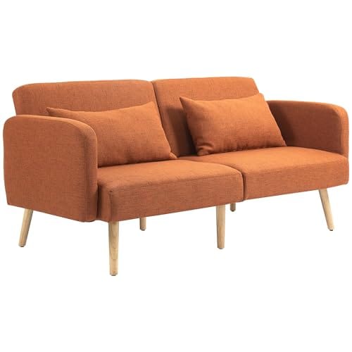 Canapé Convertible 3 Places en Tissu Marron Canapé Convertible 3 Places en Tissu Marron