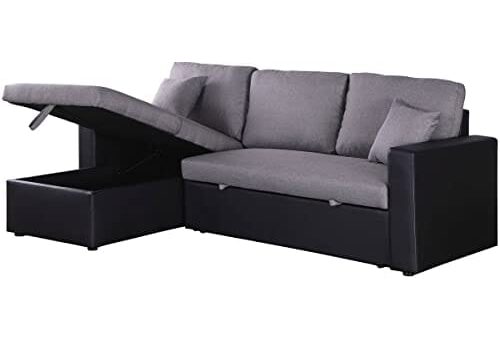 Canapé d'angle Convertible Alain Noir et Gris