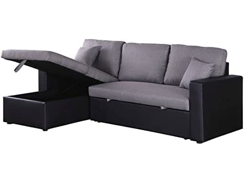 Canapé d'angle Convertible Alain Noir et Gris