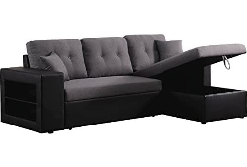 Canapé d'angle Convertible Axel Noir et Gris Canapé d'angle Convertible Axel Noir et Gris