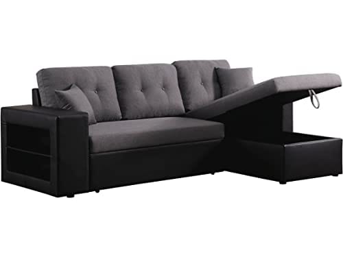 Canapé d'angle Convertible Axel Noir et Gris Canapé d'angle Convertible Axel Noir et Gris