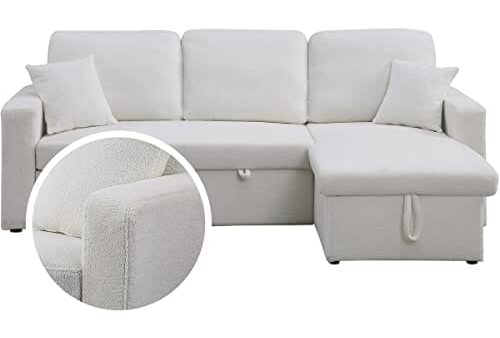 Canapé d'angle convertible blanc 3 places