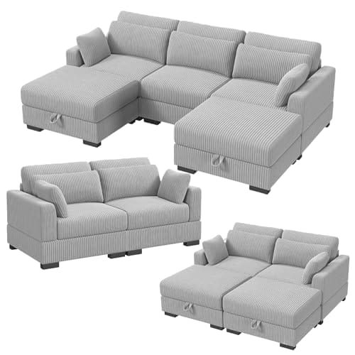 Canapé d'angle convertible en velours gris Canapé d'angle convertible en velours gris