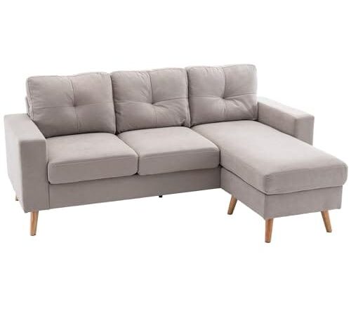 Canapé d'Angle Scandinave 3 Places Gris Clair Canapé d'Angle Scandinave 3 Places Gris Clair