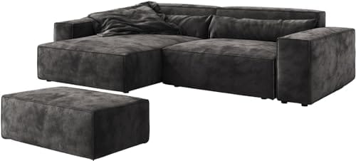 Canapé d'angle Sirpio XL en Microfibre Noir Canapé d'angle Sirpio XL en Microfibre Noir