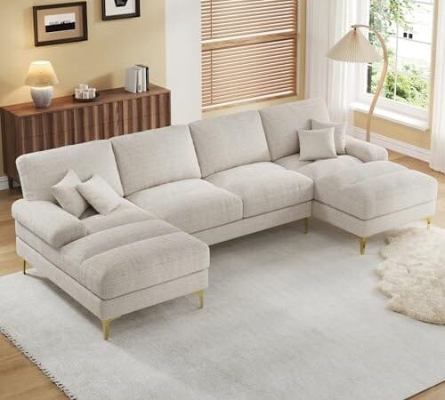 Canapé d'angle U moderne 4 places beige Canapé d'angle U moderne 4 places beige