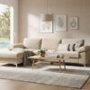 Canapé d'angle velours beige moderne 5 places Canapé d'angle velours beige moderne 5 places