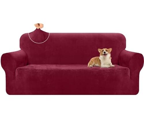 Housse de canapé 3 places en velours rouge Housse de canapé 3 places en velours rouge