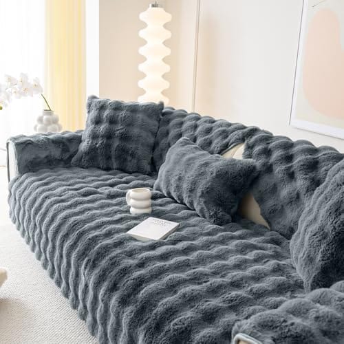 Housse de canapé d'angle en peluche