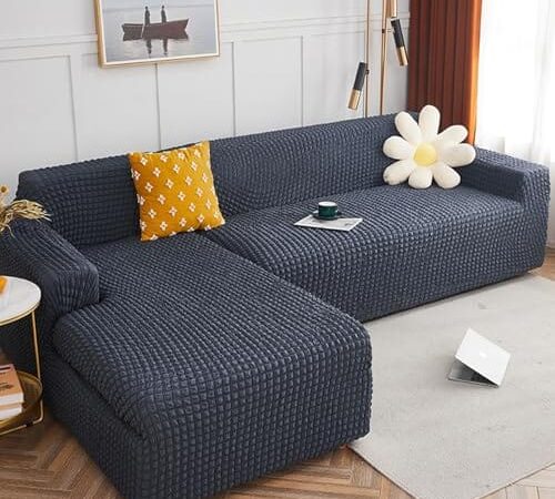 Housse de Canapé d'Angle Extensible Grise