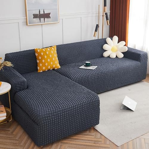 Housse de Canapé d'Angle Extensible Grise Housse de Canapé d'Angle Extensible Grise