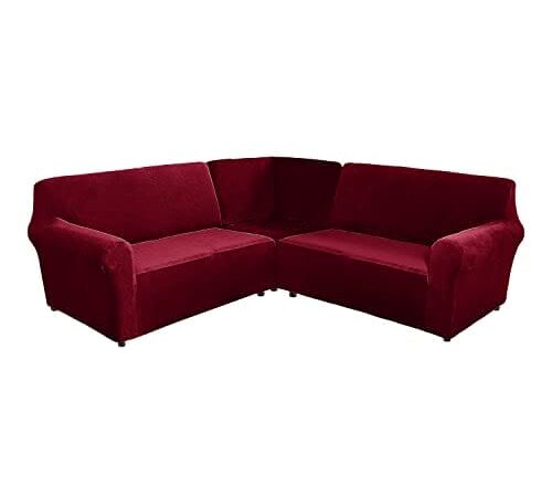 Housse de canapé en velours extensible 5 places