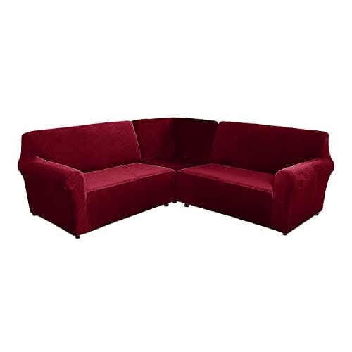 Housse de canapé en velours extensible 5 places Housse de canapé en velours extensible 5 places