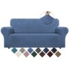 Housse de canapé en velours extensible bleu Housse de canapé en velours extensible bleu