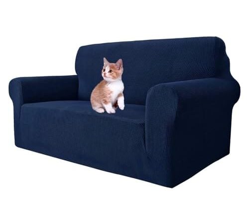 Housse de canapé extensible 2 places bleue